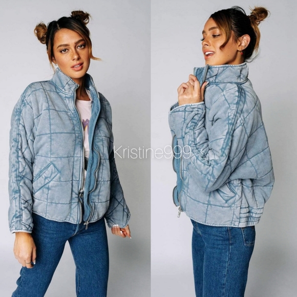 Free People Quilted Dolman Jacket Wavy Waters Brand NEW - Picture 8 of 15